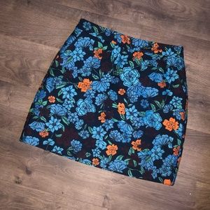 Ann Taylor Loft Floral Navy Skirt